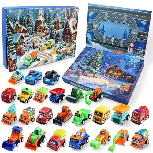 SkyJoy®Clockwork Toy Vehicle Set - 24 Teile (Feuerwehrauto, Polizeiauto, Krankenwagen, Baufahrzeug) Überraschungsbox, Geburtstagsgeschenk.Cars Spielzeug.spielzeugauto.minibagger.Autos Spielzeug von SkyJoy