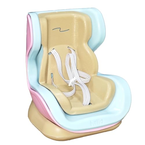 SkyJoy Puppen-Autositz für Pop Mart/Labubu Figuren (10-17cm) - Magnetischer Sicherheitssitz mit Lüftungsclip & Tischständer - Sammlerzubehör für Plüschfiguren, Autodeko (Aprikot) von SkyJoy