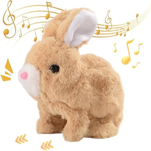 SkyJoy Interaktives Kaninchenspielzeug. Die Plüschpuppe Kaninchen läuft, bellt und bewegt Ohren und Mund. Hüpfendes Kaninchenspielzeug. Bunny pal. Bunny Mein realistisches Kaninchen. (Aprikose) von SkyJoy