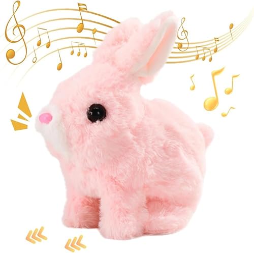 SkyJoy Interaktives Kaninchenspielzeug. Die Plüschpuppe Kaninchen läuft, bellt und bewegt Ohren und Mund. Hüpfendes Kaninchenspielzeug. Bunny pal. Bunny Mein realistisches Kaninchen. (Rosa) von SkyJoy