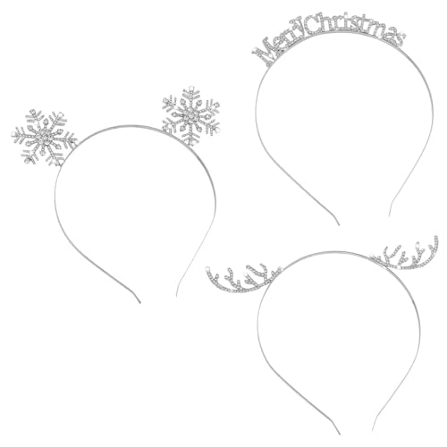 SkyPOOU 3 x Strass-Haarreif, Weihnachts-Rentier, Party-Requisiten, schimmerndes Stirnband, Festival-Zubehör für Party und Bühnenshow, Silber SkyPOOU 3 x Strass-Haarreif, Weihnachts-Rentier, Party-Requisiten, schimmerndes Stirnband, Festival-Zubehör für Party und Bühnenshow, Silber von SkyPOOU