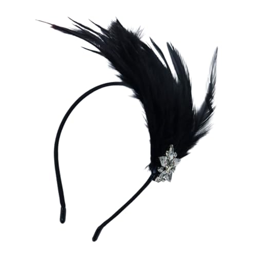 SkyPOOU Cocktail-Party-Zubehör, Stirnband, Cosplay, Kostüm, Flapper, Damen, Musikfestival, Federhaarband, Karneval, Kopfschmuck, schwarz, ca. 21 x 13 cm SkyPOOU Cocktail-Party-Zubehör, Stirnband, Cosplay, Kostüm, Flapper, Damen, Musikfestival, Federhaarband, Karneval, Kopfschmuck, schwarz, ca. 21 x 13 cm von SkyPOOU