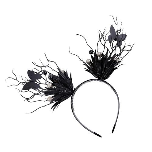 SkyPOOU Cosplay Horn Ast Stirnband Schmetterling Cosplay Halloween Rollenspiel Kopfschmuck Abschlussbälle Party Live Show Kopfbedeckung Schwarz von SkyPOOU