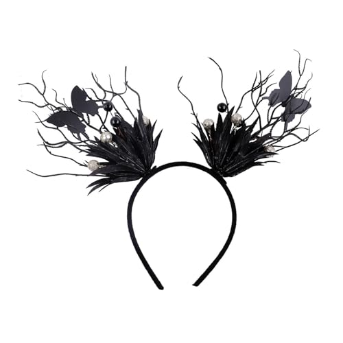 SkyPOOU Cosplay Horn Ast Stirnband Schmetterling Cosplay Halloween Rollenspiel Kopfschmuck Abschlussball Party Live Show Kopfbedeckung Schwarz ohne Dornen von SkyPOOU