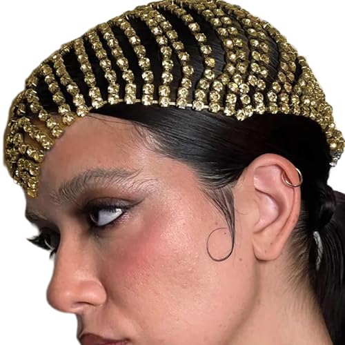 SkyPOOU Einzigartiger, mehrlagiger Kopfschmuck, handgefertigt, gewebt, elegant, lässiger Haarschmuck für Hochzeiten, Partys und Festivals, goldfarben, ca. 28 x 20 cm SkyPOOU Einzigartiger, mehrlagiger Kopfschmuck, handgefertigt, gewebt, elegant, lässiger Haarschmuck für Hochzeiten, Partys und Festivals, goldfarben, ca. 28 x 20 cm von SkyPOOU