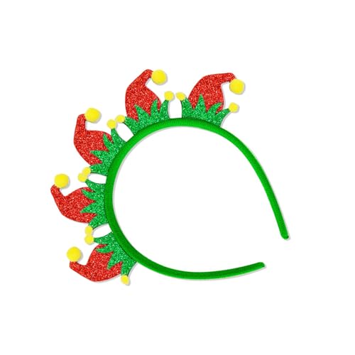 SkyPOOU Glänzendes Haarband mit weihnachtlichem Thema, dekorativer Haarreif, Neujahrsparty, Festival, Dekoration, Familientreffen, Kopfbedeckung, Rötungen und Grün von SkyPOOU