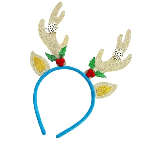 SkyPOOU Goldenes Rentier-Elch-Stirnband für Weihnachtsfeiern und Festivalversammlungen, bequemes Urlaubszubehör, Fotografie-Requisiten, goldfarben von SkyPOOU