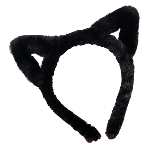 SkyPOOU Haarband mit Katzenohren, Leopardenmuster, pelziger Plüsch, für Halloween, Cosplay, Make-up, Waschen, Gesicht, Bühne, Spiel, Haarreifen, Schwarz, Cir ca. 55–60 cm SkyPOOU Haarband mit Katzenohren, Leopardenmuster, pelziger Plüsch, für Halloween, Cosplay, Make-up, Waschen, Gesicht, Bühne, Spiel, Haarreifen, Schwarz, Cir ca. 55–60 cm von SkyPOOU
