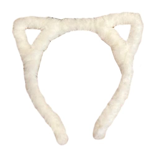 SkyPOOU Haarband mit Katzenohren, Leopardenmuster, pelziger Plüsch, für Halloween, Cosplay, Make-up, Waschen, Gesicht, Bühne, Spiel, Haarreifen, Weiß, Cir ca. 55–60 cm SkyPOOU Haarband mit Katzenohren, Leopardenmuster, pelziger Plüsch, für Halloween, Cosplay, Make-up, Waschen, Gesicht, Bühne, Spiel, Haarreifen, Weiß, Cir ca. 55–60 cm von SkyPOOU
