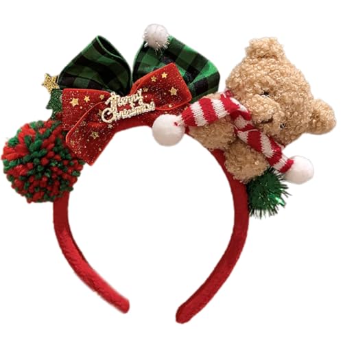 SkyPOOU Haarreif mit Weihnachts-Rentiergeweih, Cartoon-Kopfschmuck, Party-Dekoration für festliches Cosplay-Kostüm, Haar-Accessoire, Schleife Bär SkyPOOU Haarreif mit Weihnachts-Rentiergeweih, Cartoon-Kopfschmuck, Party-Dekoration für festliches Cosplay-Kostüm, Haar-Accessoire, Schleife Bär von SkyPOOU