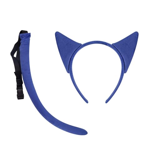 SkyPOOU Stylisches blaues Katzenohren-Haarband, weicher Stoff, verstellbare Haarschmuck, Haarschmuck für Cosplay und tägliche Mode, Blau von SkyPOOU