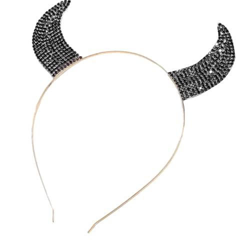SkyPOOU Verstellbare Tierhörner Stirnbänder für Halloween, Cosplay, bequemer Kopfschmuck für Halloween und Cosplay. Goldschwarz. Ca. 13 cm von SkyPOOU