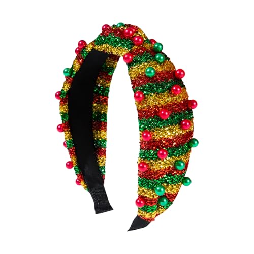 SkyPOOU Weihnachts-Stirnband für Damen und Mädchen, Perlen, besetzt mit Pailletten, Festival-Thema, Kopfbedeckung für Abendpartys, Rot, Grün, Gelb, ca. 55–60 cm SkyPOOU Weihnachts-Stirnband für Damen und Mädchen, Perlen, besetzt mit Pailletten, Festival-Thema, Kopfbedeckung für Abendpartys, Rot, Grün, Gelb, ca. 55–60 cm von SkyPOOU