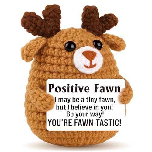 Skyists Mini Funny Positive Crochet Deer, Inspirational Crochet Animals, Encouragement Mental Health Gift for Women Men Coworker Friends He Her, Cute Stuff Skyists Mini Funny Positive Crochet Deer, Inspirational Crochet Animals, Encouragement Mental Health Gift for Women Men Coworker Friends He Her, Cute Stuff von Skyists