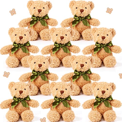 Skylety 10 Stück Weihnachten Bären Kuscheltiere Weiche Plüschtiere Süße Plüsch Bären für Kinder Mädchen Jungen Geburtstag Valentinstag Baby Party Gastgeschenke (Braun) von Skylety