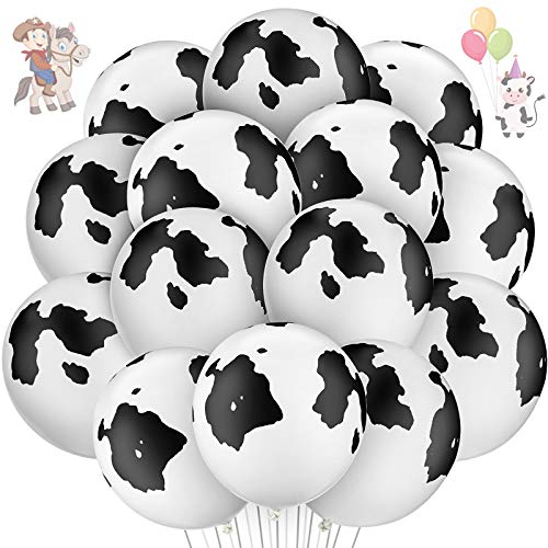 Skylety 20 Stück Luftballons mit Kuh Druck 12 Zoll Latex Ballons Lustige Bauernhof Ballons mit Kuhmuster für Hof Western Cowboy Bauernhof Tier Mottoparty Geburtstagsfeier Deko von Skylety