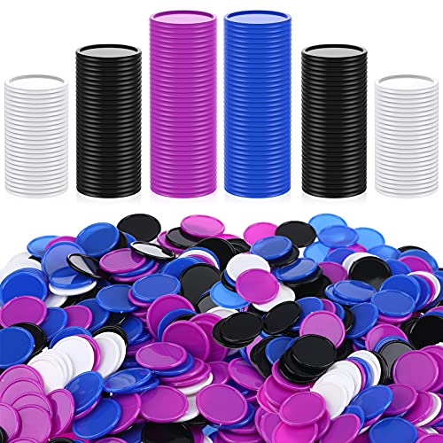 400 Stücke Kunststoff Pokerchips 4 Farben 1 Zoll Kleine Lernzähler Blanko Chips Karte zum Spielen Zählen Lernen Mathe Kinder Belohnung (Lila, Blau, Schwarz, Weiß) von Skylety