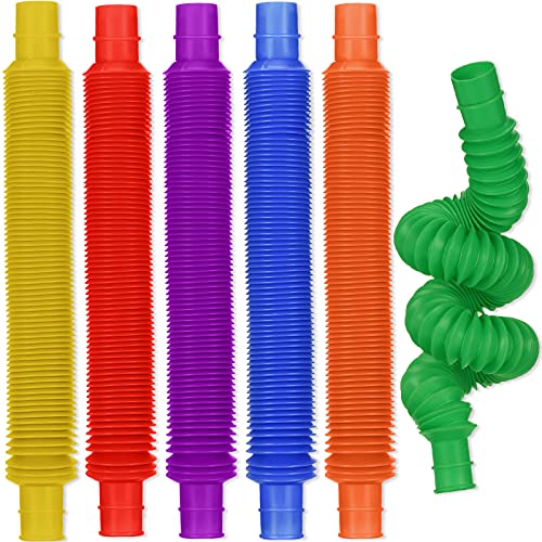6 Stücke Mini Pop Röhren Sensorik Spielzeug, Mehrfarben Stretchrohr Sensorik Spielzeug Entlasten Stress Spielzeug von Skylety