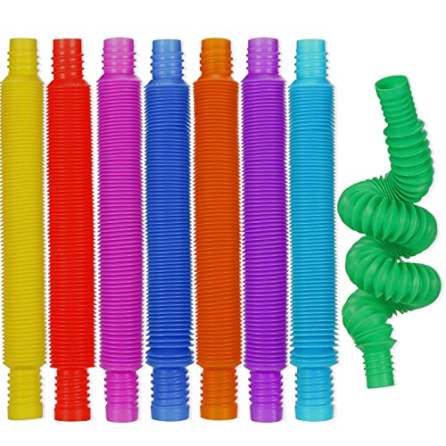 Skylety 8 Stücke Mini Pop Röhren Sensorik Spielzeug, Bunt Stretchrohr, Pop Röhren Zappel Spielzeug für Stressabbau Party Bevorzugungen von Skylety