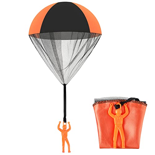 Fallschirm Spielzeug Soldaten Handwurf Armee Männer Spielzeug Fallschirm Handwurf Spielzeug Verwicklungsfreies Outdoor Fliegendes Spielzeug für Jungen und Mädchen (Orange Schwarz) von Skylety