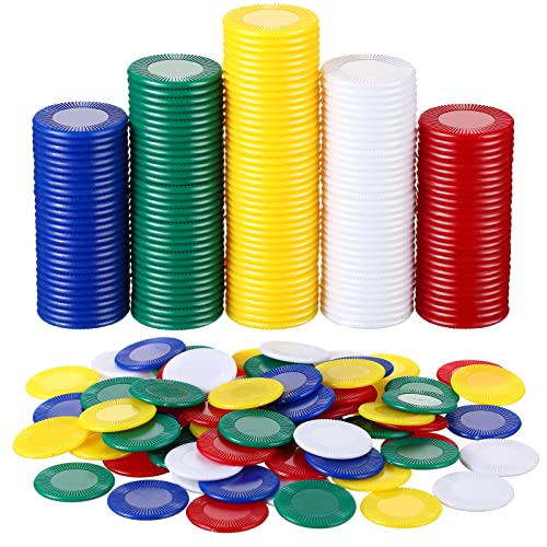 Skylety 1000 Stück Kunststoff Pokerchips Spielchips 5 Farben Zählerkarte für Kinder Spiel Lernen Mathematik Zählen Bingospiel Leere Chipkarte für Kinder Belohnung, 0,86 Zoll von Skylety