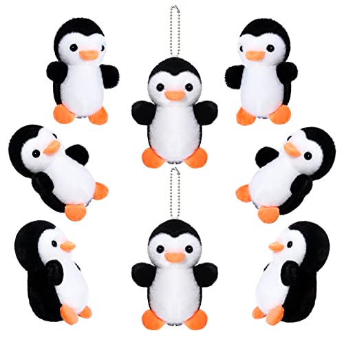 Skylety 8 Stück 10 cm Mini Pinguin Schlüsselanhänger Plüsch Pinguin Kuscheltiere Süße Kleine Gefüllte Pinguin Anhänger Hängende Pinguin Ornamente aus Filz für Winter Geburtstag (Schwarz) von Skylety