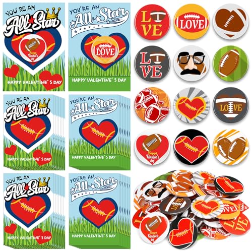 Skyygemm 36 Stück Valentinstagskarten für Kinder mit Fußballknöpfen, Valentinstagsgeschenke, Grußkarten mit Knöpfen für Valentinstagsfeier, Preisaustausch Skyygemm 36 Stück Valentinstagskarten für Kinder mit Fußballknöpfen, Valentinstagsgeschenke, Grußkarten mit Knöpfen für Valentinstagsfeier, Preisaustausch von Skyygemm
