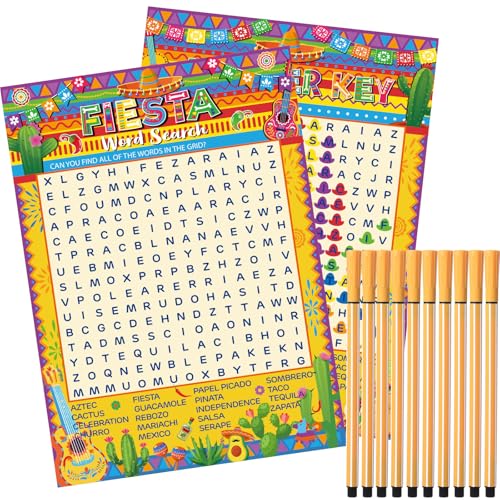Skyygemm Mexikanisches Fiesta-Spiel-Set, Fiesta, Wortsuchkarte, mexikanisches Themen-Spiel für 30 Spieler mit 10 Aquarellstiften, Urlaub, Cinco de Mayo, Brettspiele für pädagogische Aktivitäten Skyygemm Mexikanisches Fiesta-Spiel-Set, Fiesta, Wortsuchkarte, mexikanisches Themen-Spiel für 30 Spieler mit 10 Aquarellstiften, Urlaub, Cinco de Mayo, Brettspiele für pädagogische Aktivitäten von Skyygemm