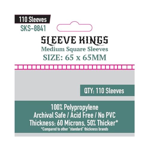 Mittlere quadratische Hüllen (65 x 65 mm), 110 Stück, 60 Mikrometer von Sleeve Kings