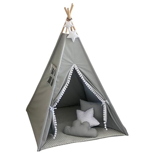 Spielzelt für Kinder - Stabiles Tipi Zelt mit Weicher Matte und 3 Kissen - Baumwolle Kinderzelt - Indoor & Outdoor Spielhaus - Zelt für Mädchen & Jungen Spielzelt für Kinder - Stabiles Tipi Zelt mit Weicher Matte und 3 Kissen - Baumwolle Kinderzelt - Indoor & Outdoor Spielhaus - Zelt für Mädchen & Jungen von Slevobox