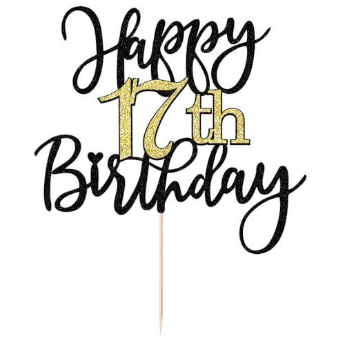 Sleyberoy Kuchendekoration zum 17. Geburtstag, "Happy 17", "Happy Birthday", "Cheers to 17 Years Birthday", 17. Jahrestag, Jungen und Mädchen, für Männer und Frauen, Geburtstagsparty, ausgewählte von Sleyberoy
