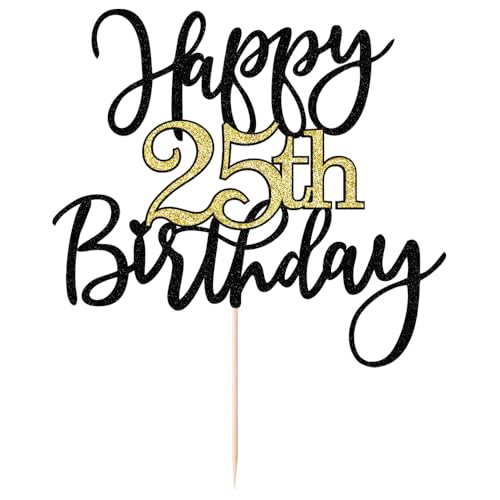 Sleyberoy Kuchendekoration zum 25. Geburtstag, Happy Birthday Kuchendekoration, Prost bis 25 Jahre Geburtstag, 25 Jahrestag, Jungen und Mädchen, Männer und Frauen, Geburtstagsparty, ausgewählte von Sleyberoy