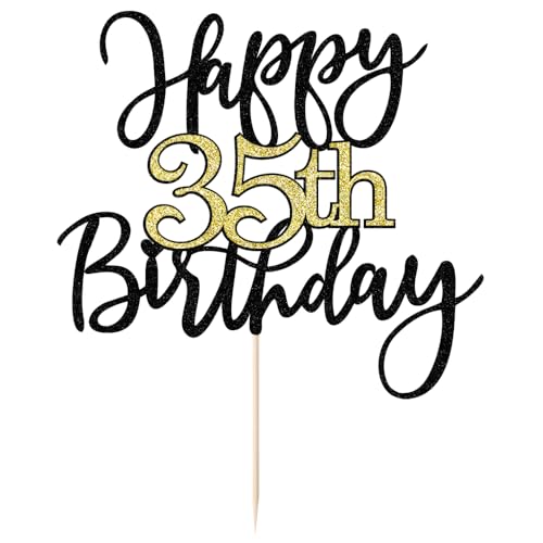 Sleyberoy Kuchendekoration zum 35. Geburtstag, Happy Birthday Kuchendekoration, Prost bis 35 Jahre Geburtstag, 35 Jahrestag, Jungen und Mädchen, Männer und Frauen, Geburtstagsparty, ausgewählte von Sleyberoy