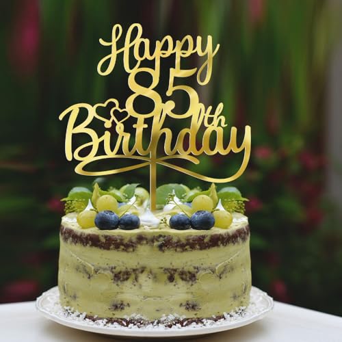 Sleyberoy Tortenaufsatz aus Acryl mit Aufschrift "Happy 85th Birthday", Aufschrift "Hello 85, Cheers to 85 Years,85th Anniversary/Birthday Party、,Boys and girls, men and women Happy Birthday Selected von Sleyberoy