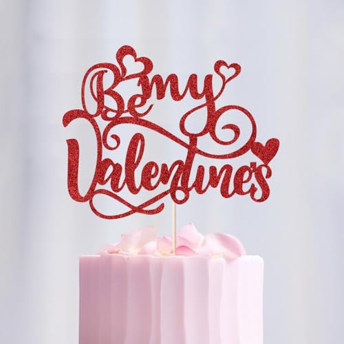Sleyberoy Tortenaufsatz mit Aufschrift "Be my Valentine" – geeignet für Valentinstag, Hochzeit, Verlobung, Party, Auswahl an dekorativem Zubehör (Be my Valentine's) von Sleyberoy