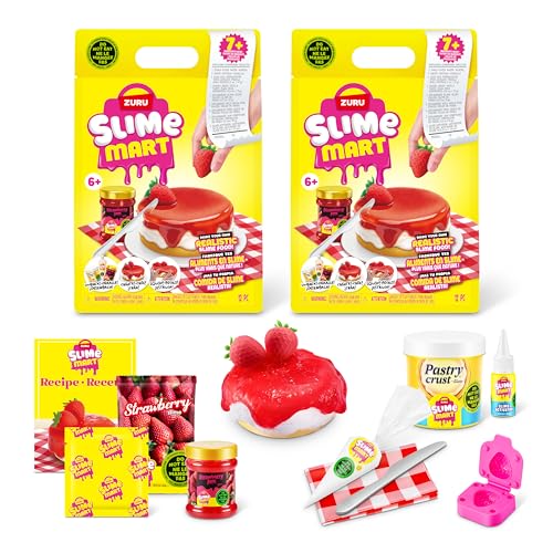 Slime Mart kleine Tüte (ERDBEER-KÄSEKUCHEN) von ZURU (2 Pack), Schleim-Spielzeug, Basteln für Kinder und Kidults, Soft-Schleim-Herstellungsset für Mädchen von 6–10 von Slime Mart