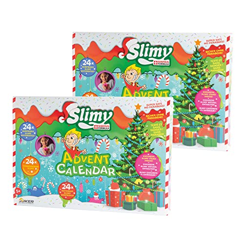SLIMY Adventskalender mit 24 verschiedenen Spielmassen im Doppelpack - Original Slime Set, weihnachtlicher Spielspaß für Kinder mit Schleim im Geschenk-Set (Spielzeug ab 3 Jahre) von Slimy