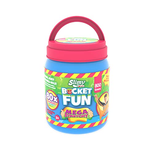 SLIMY Bucket Fun 800g - Original Slimy Mega Slime Spielmasse, Spielspaß für Kinder mit Schleim im extragroßen Eimer, elastische Spielknete als Kindergeschenk (ab 3 Jahre), Farbe:Blau von Slimy