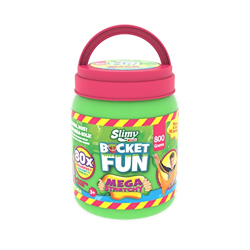 SLIMY Bucket Fun 800g - Original Slimy Mega Slime Spielmasse, Spielspaß für Kinder mit Schleim im extragroßen Eimer, elastische Spielknete als Kindergeschenk (ab 3 Jahre), Farbe:Grün von Slimy
