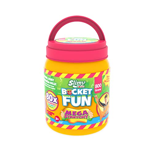 SLIMY Bucket Fun 800g - Original Slimy Mega Slime Spielmasse, Spielspaß für Kinder mit Schleim im extragroßen Eimer, elastische Spielknete als Kindergeschenk (ab 3 Jahre), Farbe:Orange von Slimy