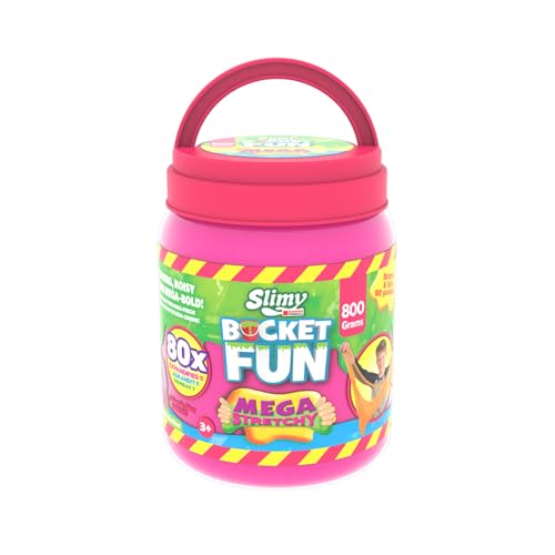 Slimy Bucket Fun 800g - Original Mega Slime Spielmasse, Spielspaß für Kinder mit Schleim im extragroßen Eimer, elastische Spielknete als Kindergeschenk (ab 3 Jahre), Farbe:Pink von Slimy
