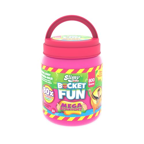 SLIMY Bucket Fun 800g - Original Slimy Mega Slime Spielmasse, Spielspaß für Kinder mit Schleim im extragroßen Eimer, elastische Spielknete als Kindergeschenk (ab 3 Jahre), Farbe:Pink von Slimy