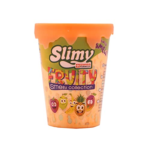 SLIMY Fruity Original Becher 80g Ananas - der fruchtigste Slimy Slime unter den Spielmassen, natürlich sicher, fruchtig duftender Schleim Spielspaß Spielknete für Kinder (Spielzeug ab 3 Jahre) von Slimy