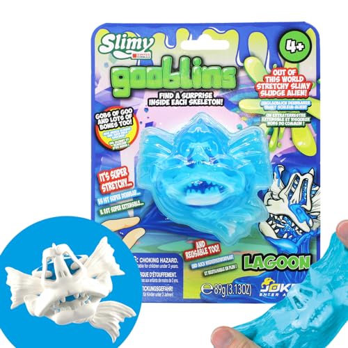 SLIMY Gooblins | schleimige Ghost Schleim Monster | 100g super dehnbarer Original Slimy Slime | mit lustig gruseligen Skeletten zum Entdecken und Sammeln | Knetspielzeug (3 Jahre), Farbe:Blau von Slimy