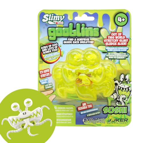 SLIMY Gooblins | schleimige Ghost Schleim Monster | 100g super dehnbarer Original Slimy Slime | mit lustig gruseligen Skeletten zum Entdecken und Sammeln | Knetspielzeug (3 Jahre), Farbe:Gelb von Slimy