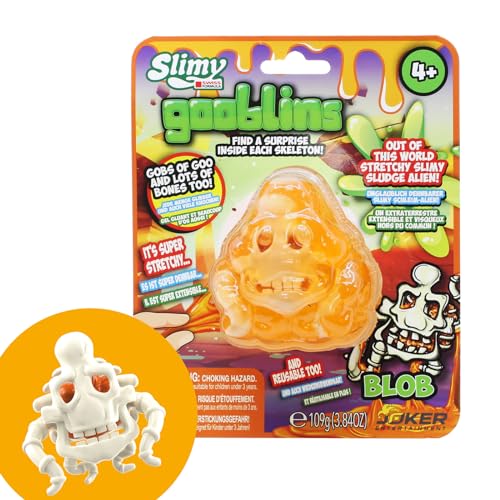 SLIMY Gooblins | schleimige Ghost Schleim Monster | 100g super dehnbarer Original Slimy Slime | mit lustig gruseligen Skeletten zum Entdecken und Sammeln | Knetspielzeug (3 Jahre), Farbe:Orange von Slimy