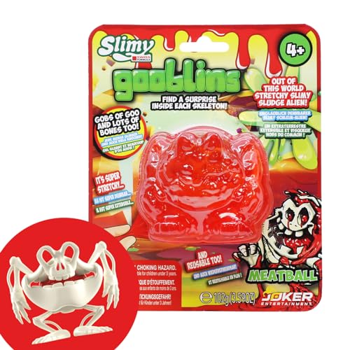 SLIMY Gooblins | schleimige Ghost Schleim Monster | 100g super dehnbarer Original Slimy Slime | mit lustig gruseligen Skeletten zum Entdecken und Sammeln | Knetspielzeug (3 Jahre), Farbe:Rot von Slimy