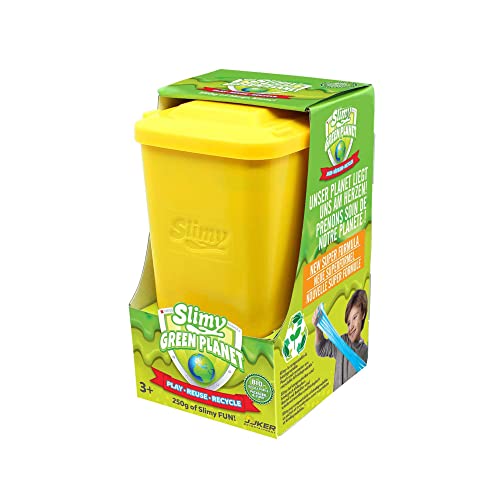 SLIMY Green Planet 250g Gelb in Tonne - Original Slimy Mega Slime Spielknete, biologisch abbaubare Mülltonne, 100% nachhaltiger Schleim für natürlich sicheren Spielspaß (Spielzeug ab 3 Jahre) von Slimy
