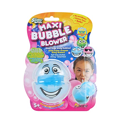 Slimy Maxi Bubble mit Bubble-Blower - für supergroße Schleim-Blasen aus extrem dehnbarem Slime, Spielmasse für Kinder (Spielzeug ab 3 Jahre), Farbe:Blau von Slimy