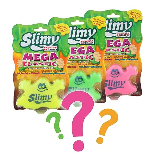 SLIMY Mega Elastic 150g - Original Mega Slime Spielmasse für Kinder, Spielspaß mit superdehnbarem Schleim in der Original Slimy Dose, elastische Spielknete (Spielzeug ab 3 Jahre), Farbe:Überraschung von Slimy